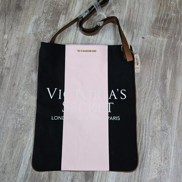Victoria's Secret VS Paris London Canvas Vinyl Bag Pink Limited Edition 2015 NEW - Picture 1 of 8